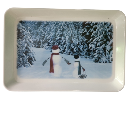 Snowman Winter Scene Rectangular Tray - Picture 1 of 2
